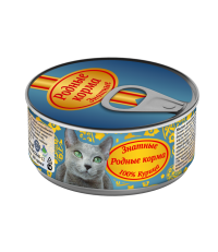 Родные корма знатные консервы для кошек с курицей 100% 100 гр. 